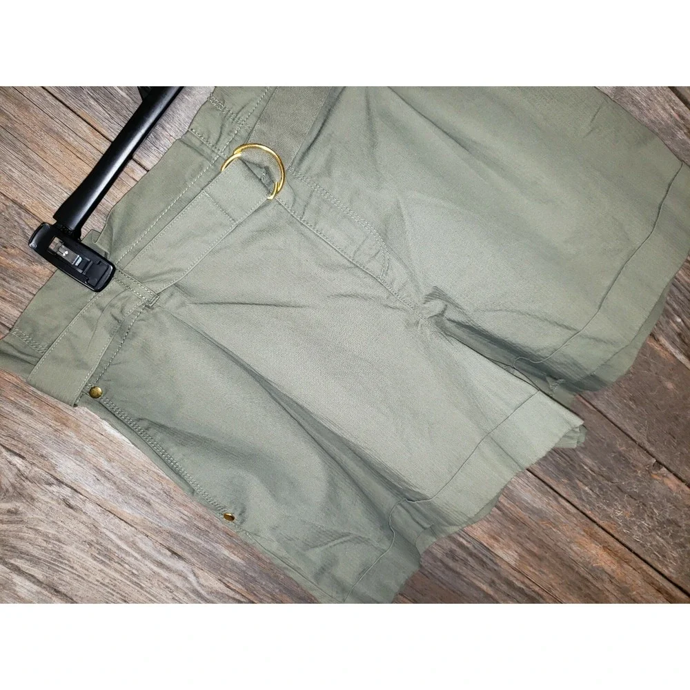 NEW Loft 12 Womens‎ Green Shorts Pleated Cuffed Preppy Cottage Y2K Earthy Casual